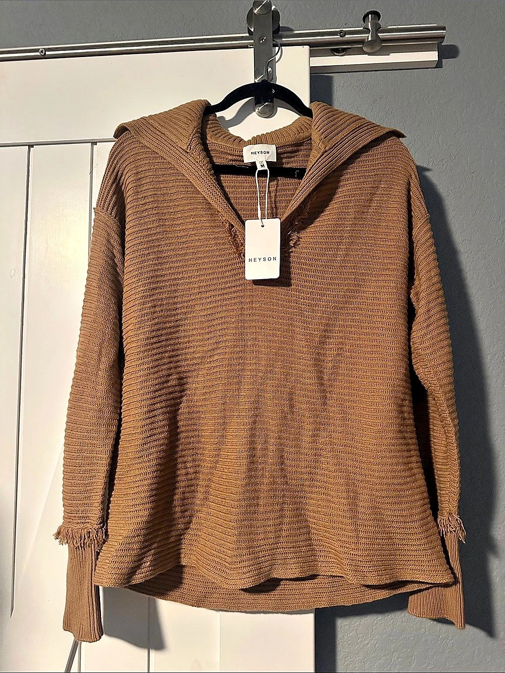 Heyson Cowl Neck Knit Sweater in Brown Size Medium NWT